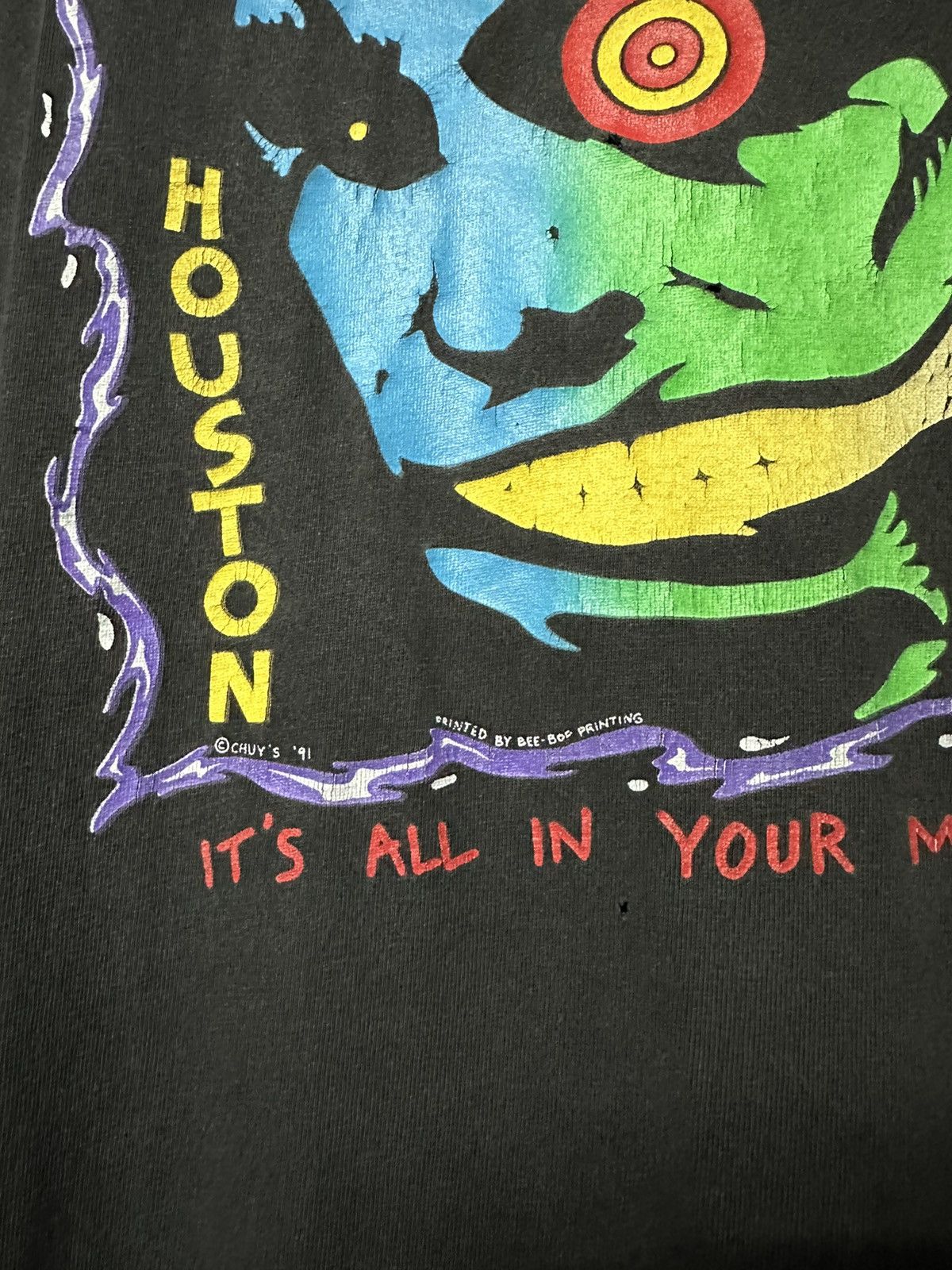 Vintage Vintage 90s Chuy’s Houston by Bee Bop Stedman Faded Tee Size US XL / EU 56 / 4 - 3 Thumbnail