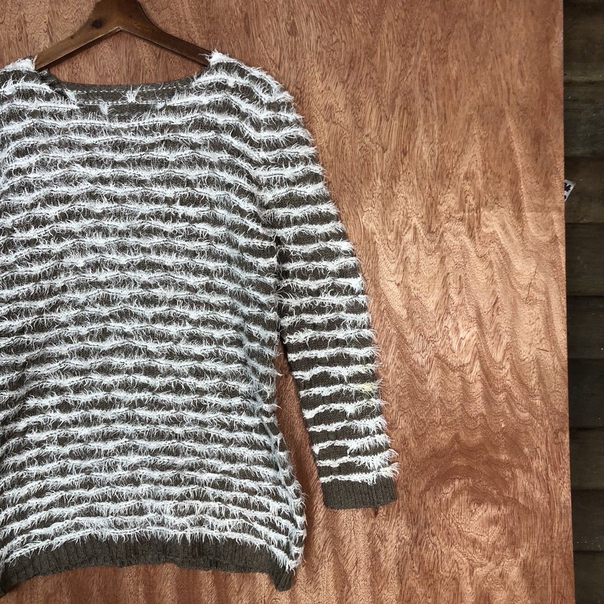 Homespun Knitwear × Japanese Brand × Solid and Striped Holee Brown Mohair Striped Knitwear #0418 Size US M / EU 48-50 / 2 - 5 Thumbnail