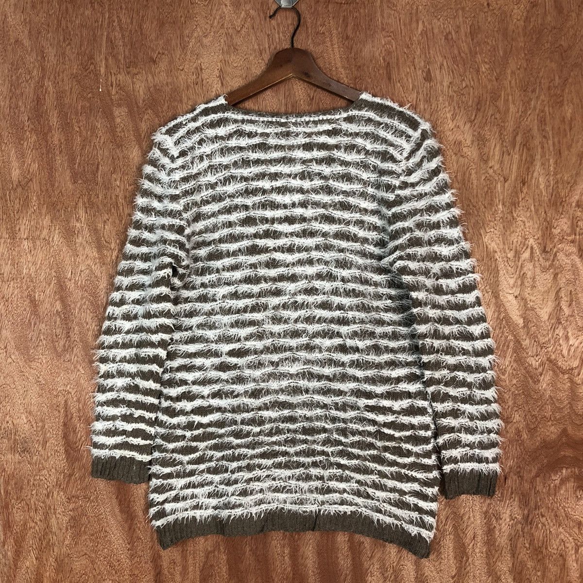 Homespun Knitwear × Japanese Brand × Solid and Striped Holee Brown Mohair Striped Knitwear #0418 Size US M / EU 48-50 / 2 - 12 Thumbnail