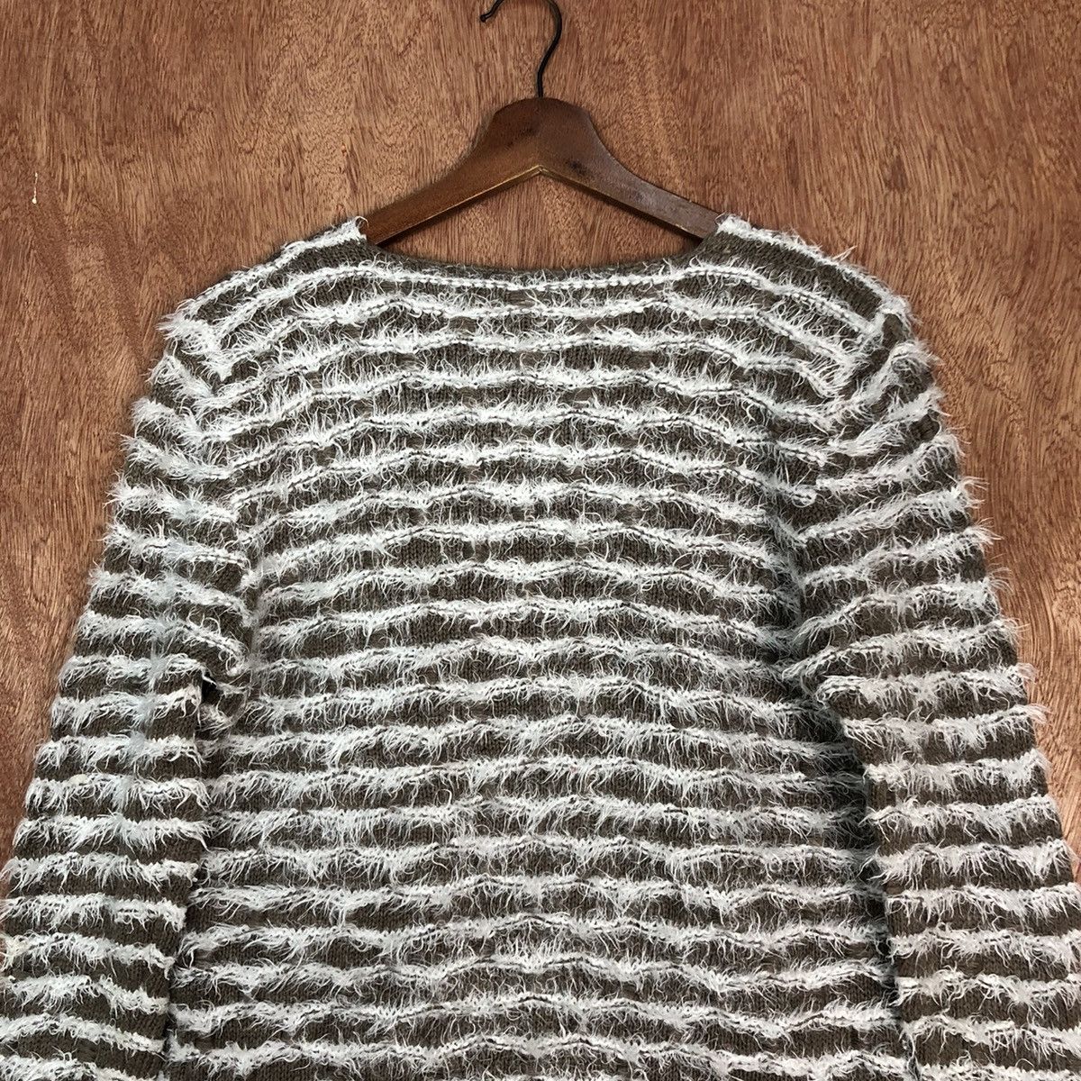 Homespun Knitwear × Japanese Brand × Solid and Striped Holee Brown Mohair Striped Knitwear #0418 Size US M / EU 48-50 / 2 - 11 Thumbnail
