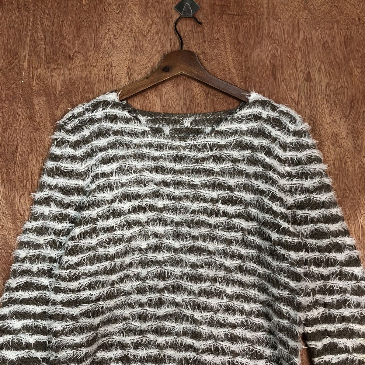Homespun Knitwear × Japanese Brand × Solid and Striped Holee Brown Mohair Striped Knitwear #0418 Size US M / EU 48-50 / 2 - 9 Thumbnail