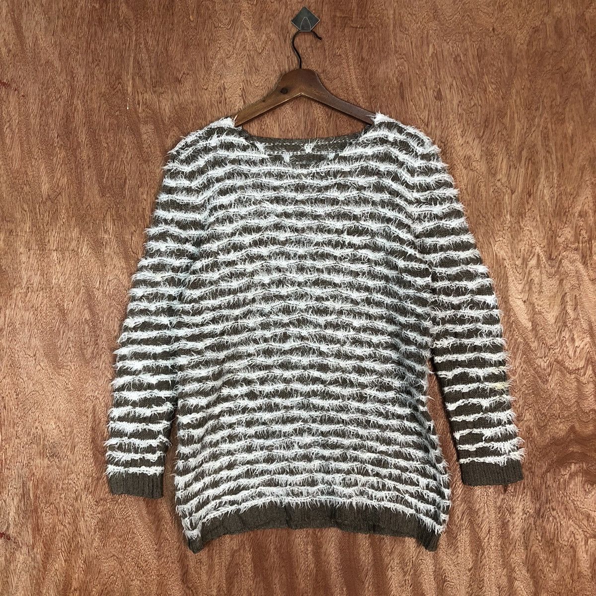 Homespun Knitwear × Japanese Brand × Solid and Striped Holee Brown Mohair Striped Knitwear #0418 Size US M / EU 48-50 / 2 - 1 Thumbnail
