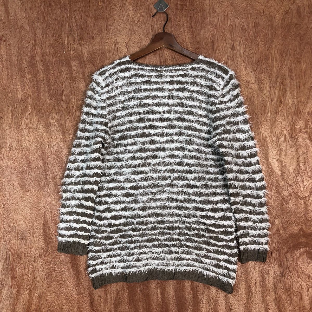 Homespun Knitwear × Japanese Brand × Solid and Striped Holee Brown Mohair Striped Knitwear #0418 Size US M / EU 48-50 / 2 - 10 Thumbnail
