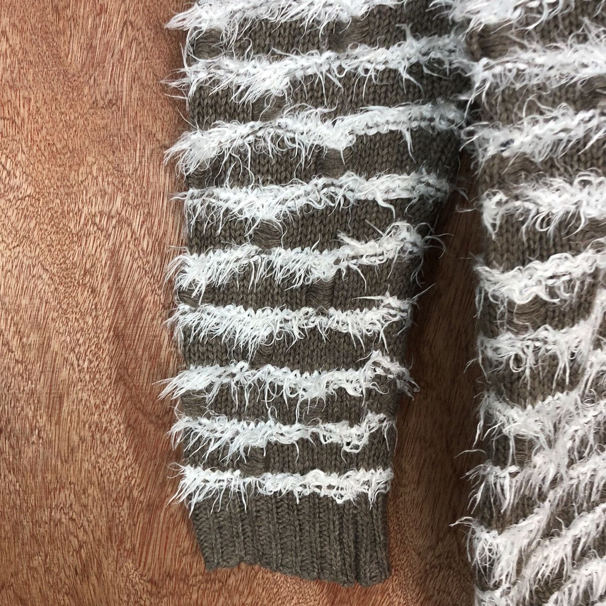 Homespun Knitwear × Japanese Brand × Solid and Striped Holee Brown Mohair Striped Knitwear #0418 Size US M / EU 48-50 / 2 - 6 Thumbnail