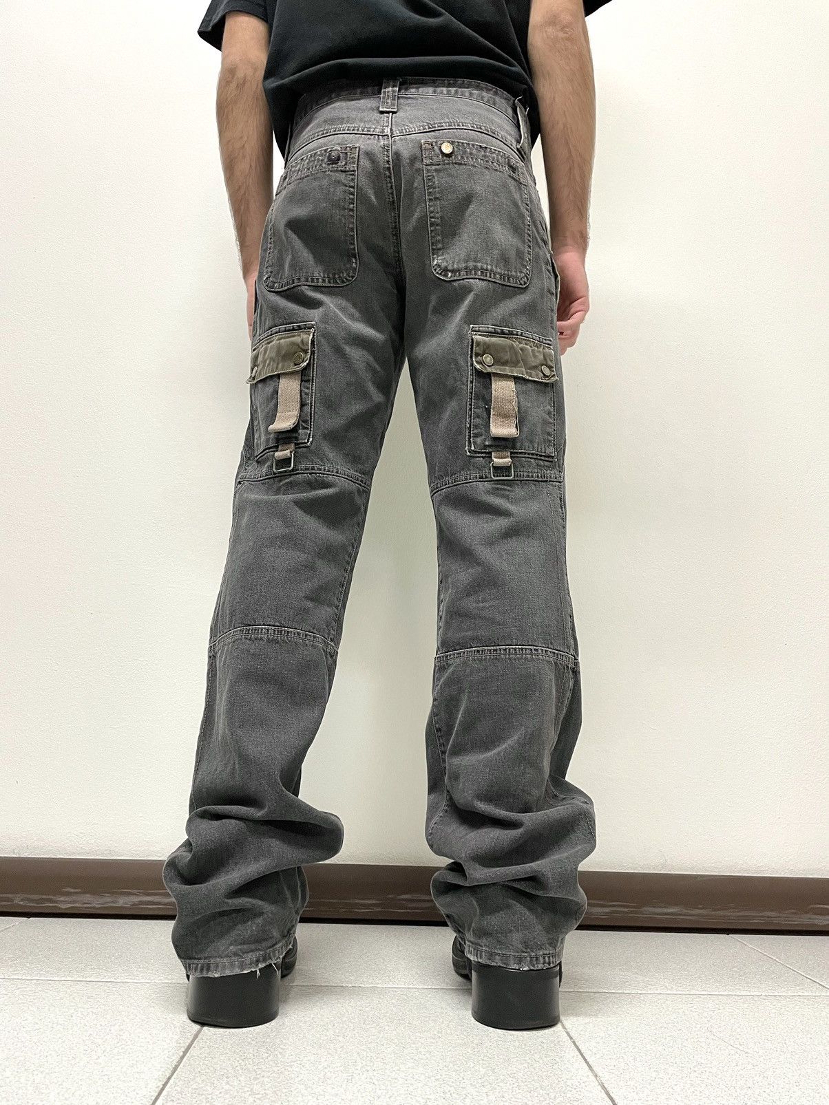 Dolce & Gabbana 2003 parachute bondage flared moto denim