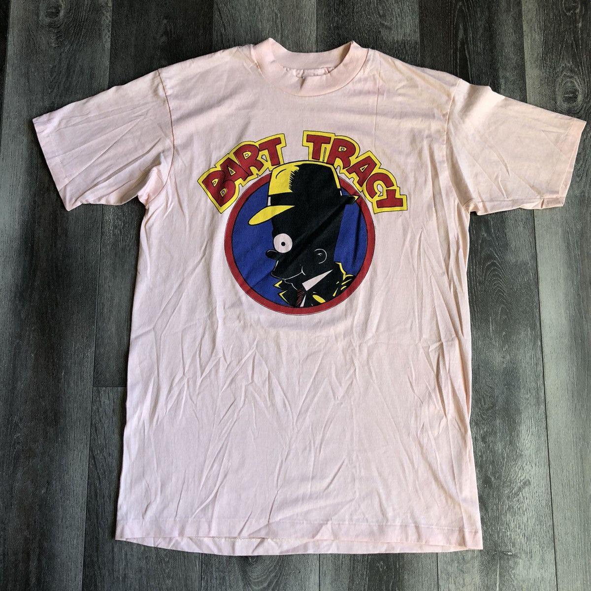 The Simpsons Vintage 1990s Bart Simpson Dick Black Bart Tracy Peach Tee Size US L / EU 52-54 / 3 - 1 Thumbnail