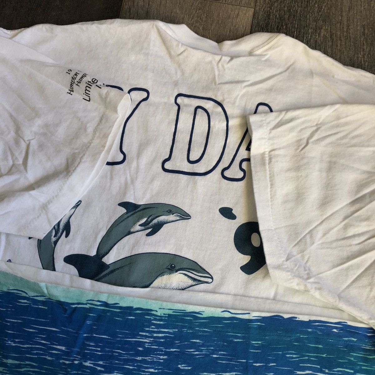 Vintage Vintage 1990s Bay Days Dolphin All Over Print Puff Logo Tee Size US XL / EU 56 / 4 - 5 Thumbnail