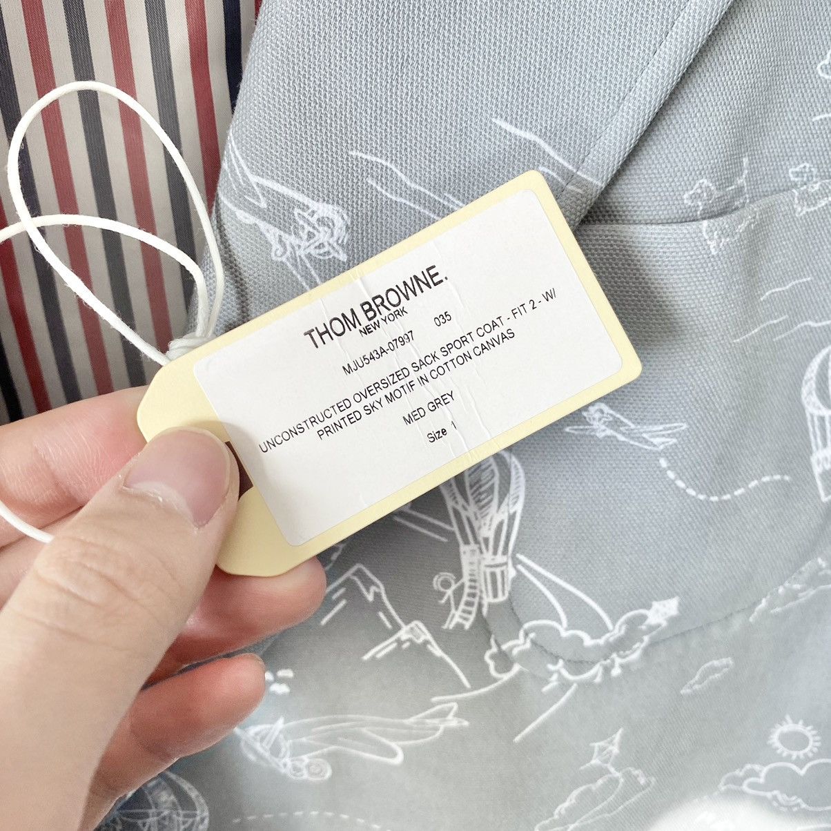 Thom Browne Sky Motif Grey Sack Jacket Small 1 Size US S / EU 44-46 / 1 - 7 Thumbnail