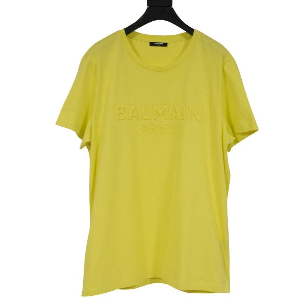 Balmain T Shirt Yellow Embossed Logo Crewneck Size US XL / EU 56 / 4 - 1 Thumbnail