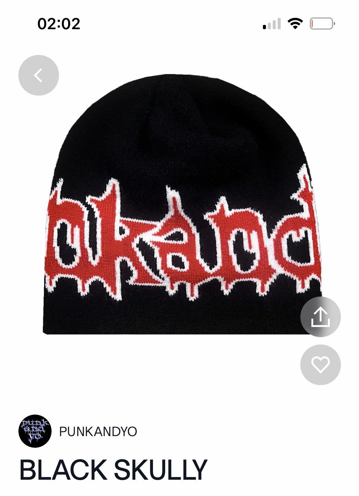 Punkandyo ビーニー Fairisle Skully ブラック PUNKANDYO_BLACK_SKULLY.png?v=