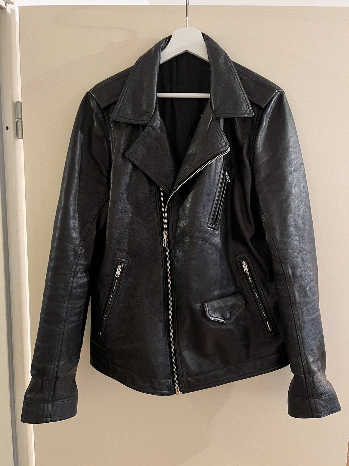 image of Rick Owens Stooges Grained- Leather Jacket in Black, Men's (Size Large)
