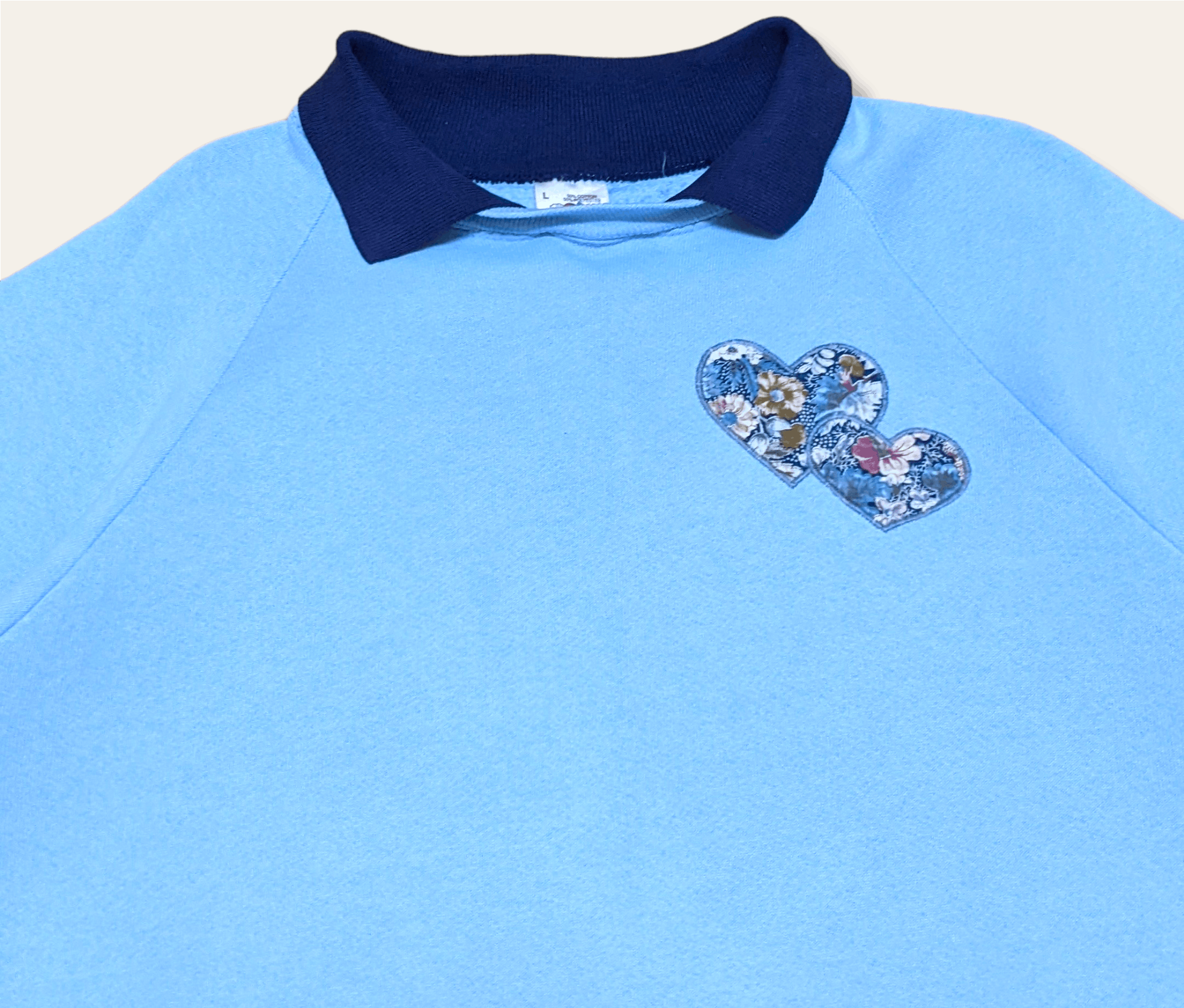 Essentials × Vintage Vintage 90s Distressed Custom Patchwork Collar Sweatshirt Size US M / EU 48-50 / 2 - 5 Thumbnail