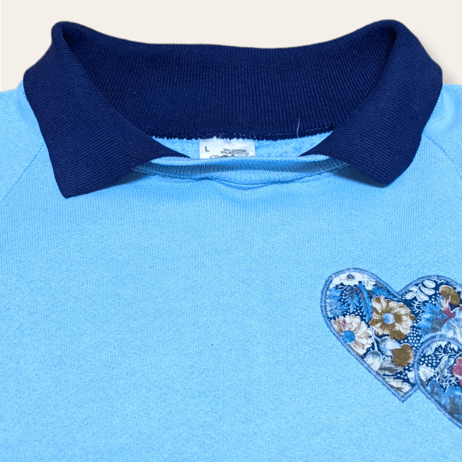 Essentials × Vintage Vintage 90s Distressed Custom Patchwork Collar Sweatshirt Size US M / EU 48-50 / 2 - 8 Thumbnail