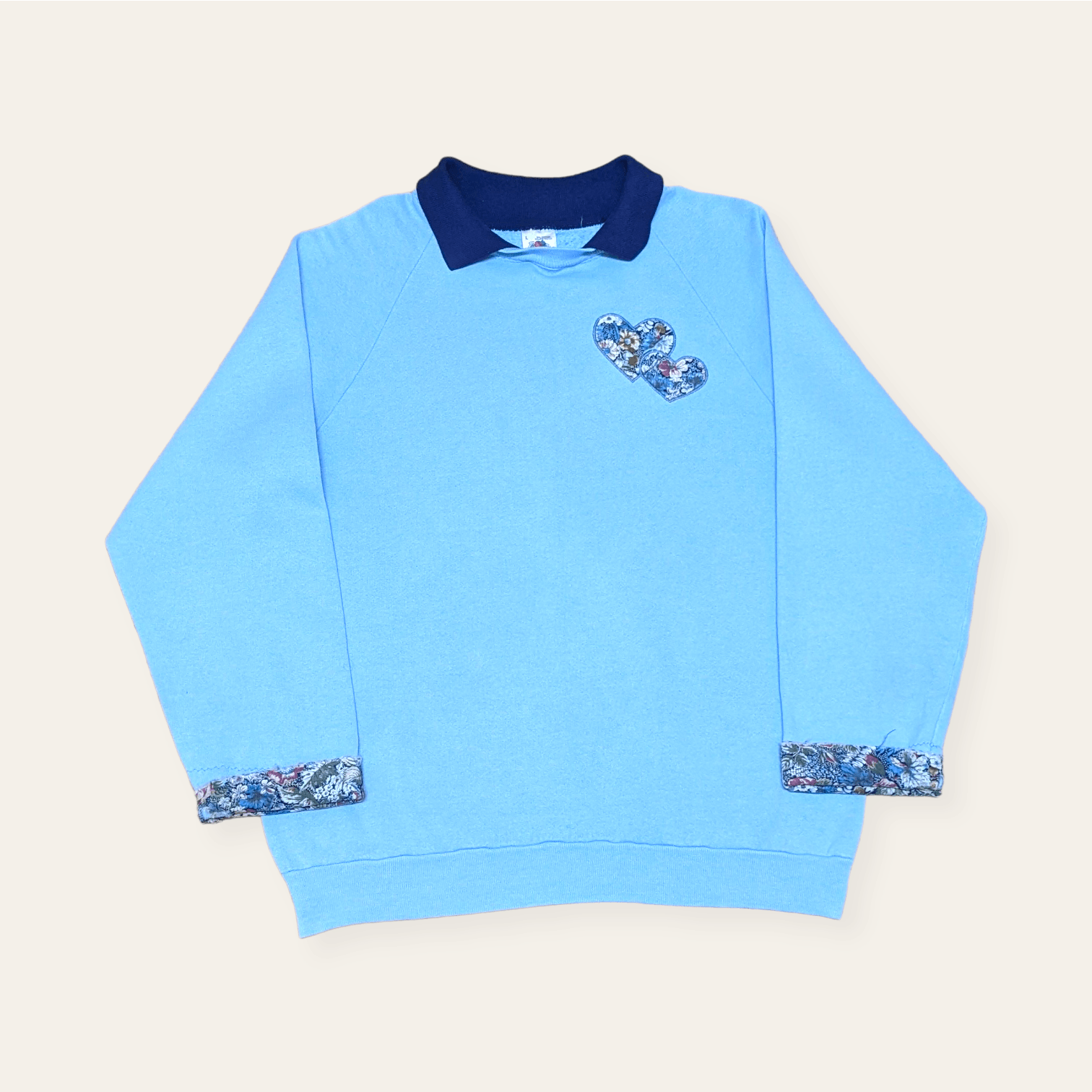 Essentials × Vintage Vintage 90s Distressed Custom Patchwork Collar Sweatshirt Size US M / EU 48-50 / 2 - 1 Thumbnail