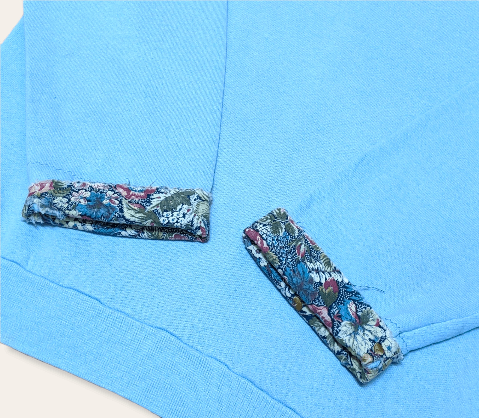 Essentials × Vintage Vintage 90s Distressed Custom Patchwork Collar Sweatshirt Size US M / EU 48-50 / 2 - 7 Thumbnail