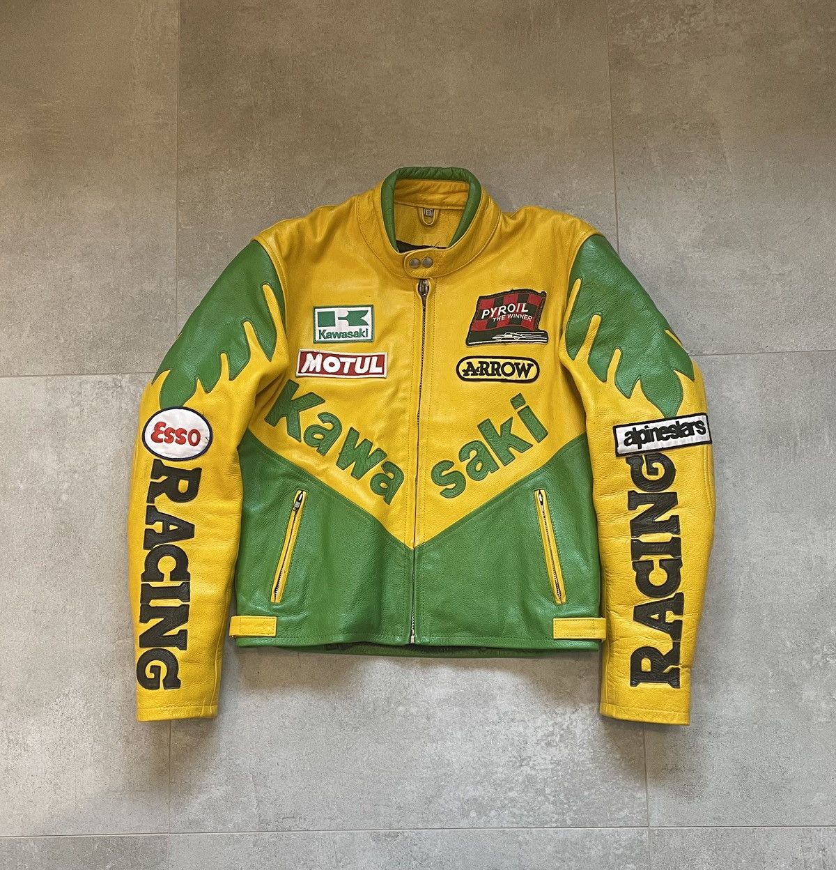 Other Vintage Kawasaki Racing Leather Moto Jacket Brazil Size US S / EU 44-46 / 1 - 1 Thumbnail