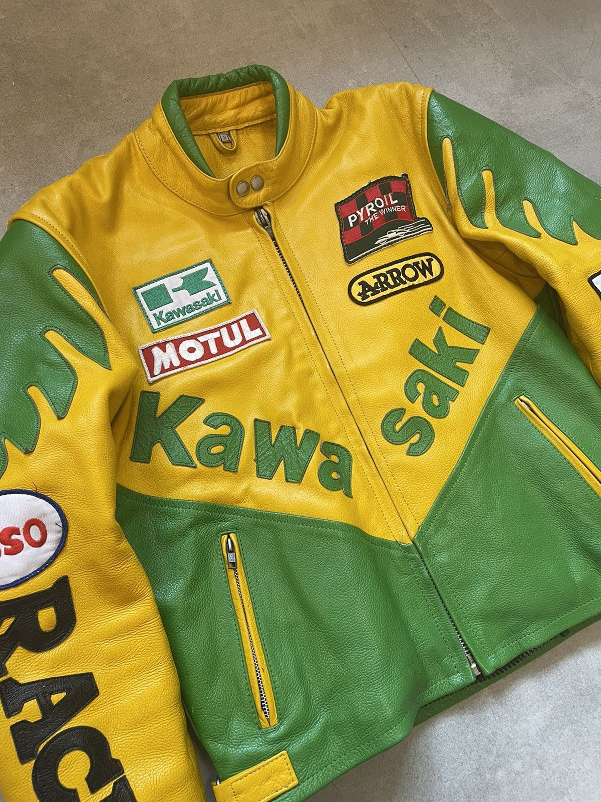 Other Vintage Kawasaki Racing Leather Moto Jacket Brazil Size US S / EU 44-46 / 1 - 3 Thumbnail