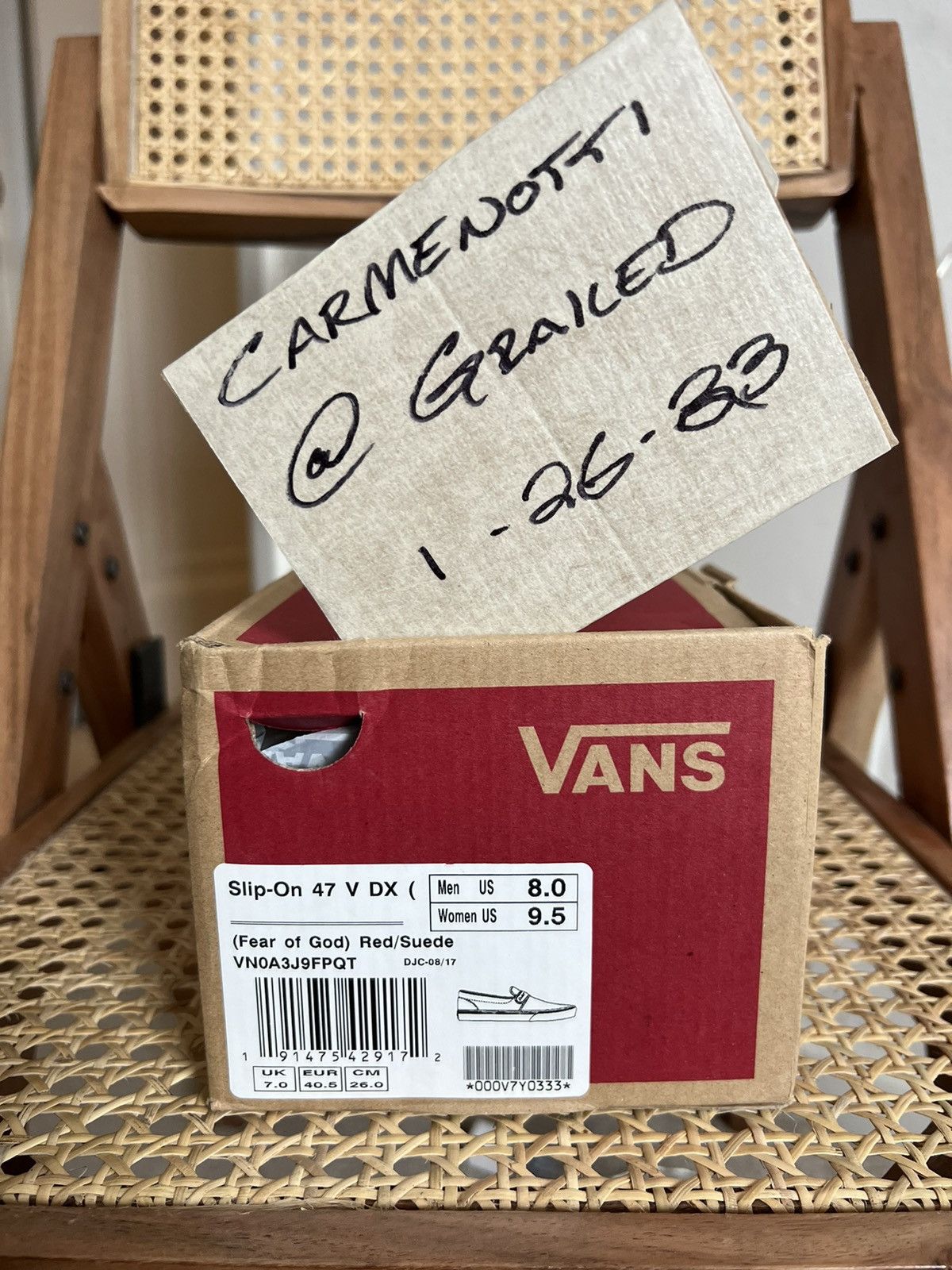 Fear of God Vans Slip-On 47 V DX Fear of God Red sz 8 Size US 8 / EU 41 - 13 Thumbnail