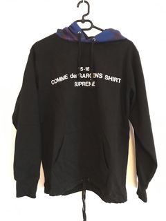 Supreme x Comme des Garçons Black Terry Knit Split Logo Hoodie L