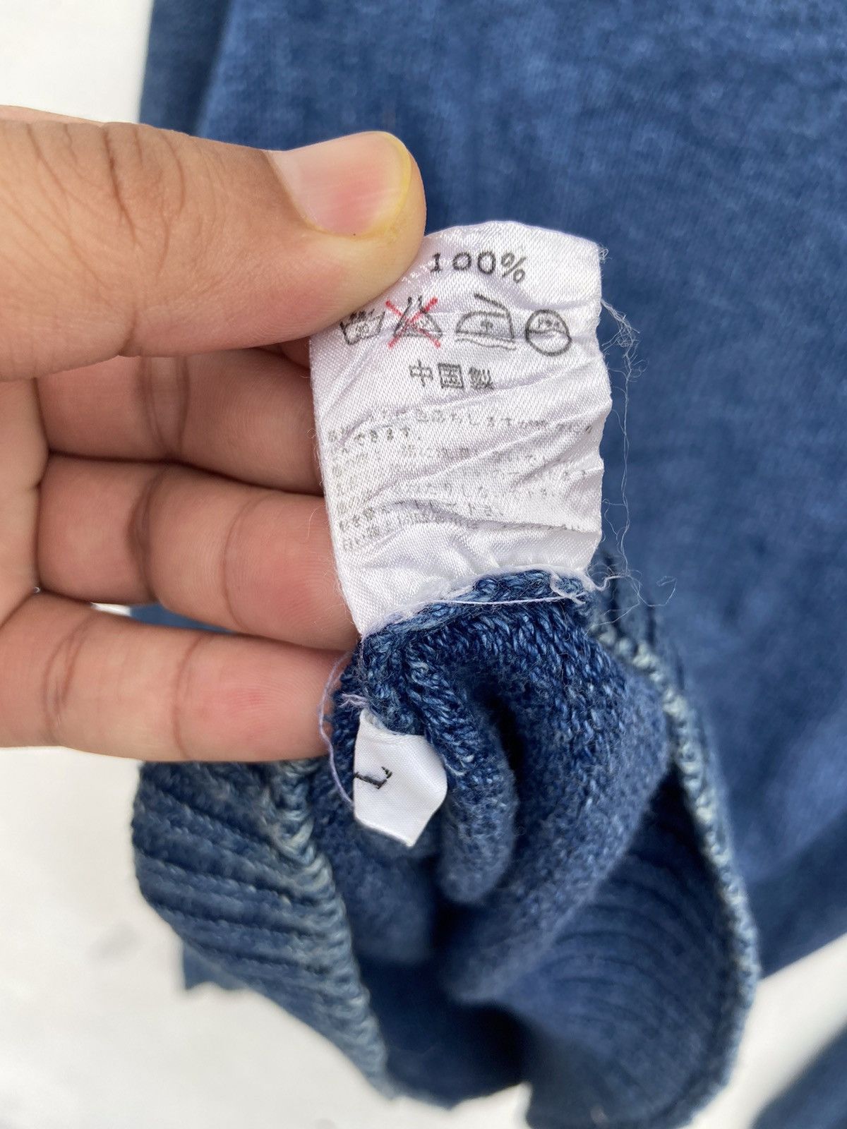 Indigo Vintage Den M Nit Pure Indigo Knitted Jumper Sweatshirt Size US L / EU 52-54 / 3 - 4 Thumbnail