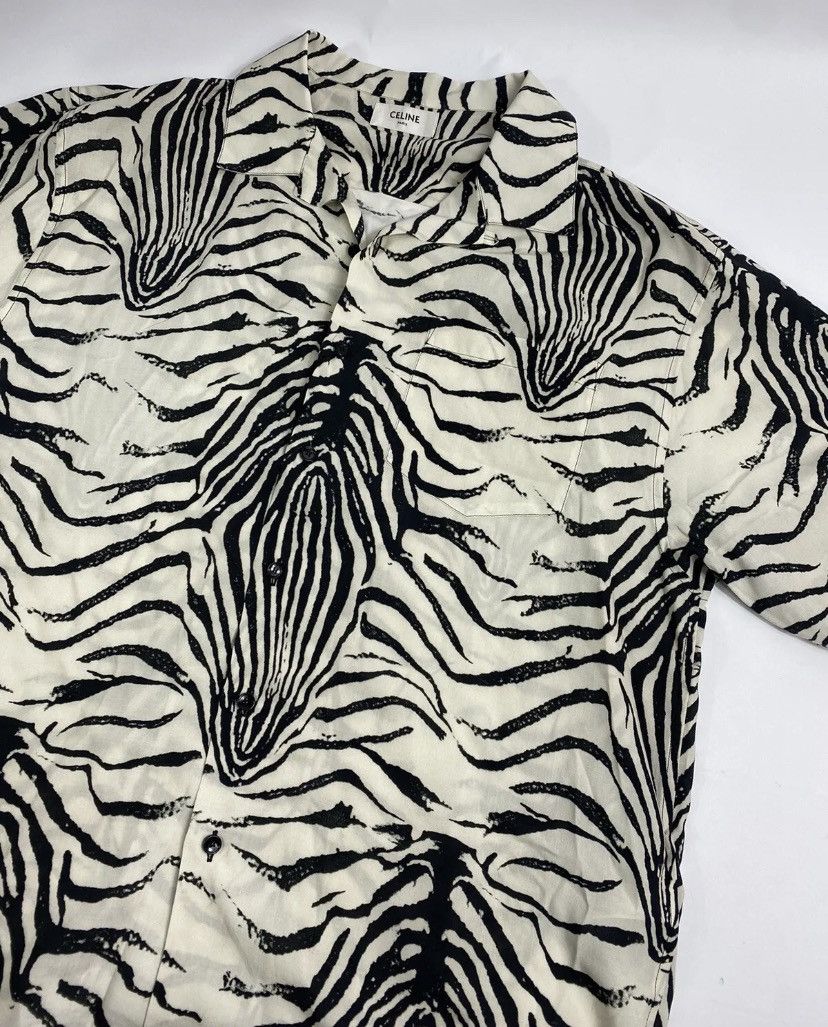 Celine × Hedi Slimane CELINE LOOSE HAWAIIAN SHIRT IN VISCOSE WITH ZEBRA PRINT Size US M / EU 48-50 / 2 - 3 Thumbnail
