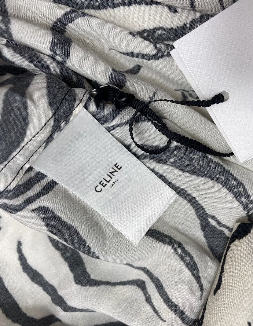 Celine × Hedi Slimane CELINE LOOSE HAWAIIAN SHIRT IN VISCOSE WITH ZEBRA PRINT Size US M / EU 48-50 / 2 - 7 Thumbnail