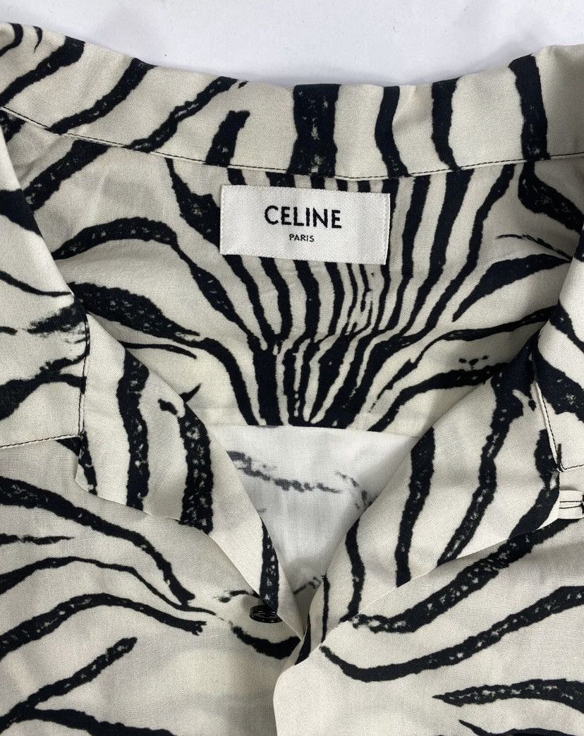 Celine × Hedi Slimane CELINE LOOSE HAWAIIAN SHIRT IN VISCOSE WITH ZEBRA PRINT Size US M / EU 48-50 / 2 - 5 Thumbnail