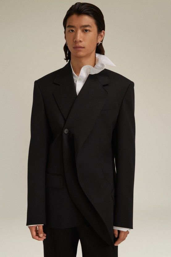 ジャケット Y PROJECT Black stretch twill oversize blazer Y/Project Y project twisted blazer | Grailed