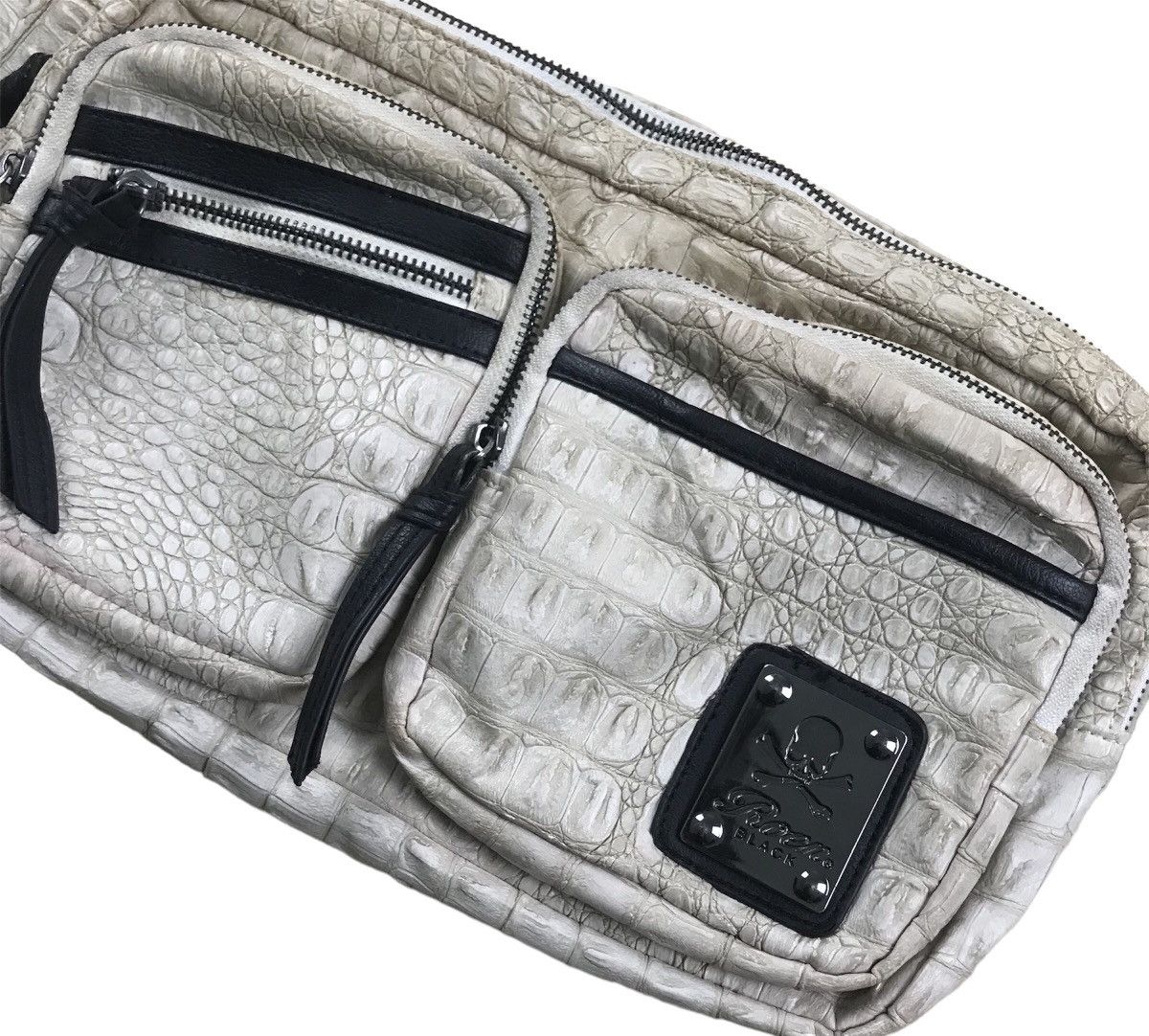 Mastermind Japan × Roen Vintage Roen Black Skull Crocskin Leather Waistbag Size ONE SIZE - 2 Thumbnail