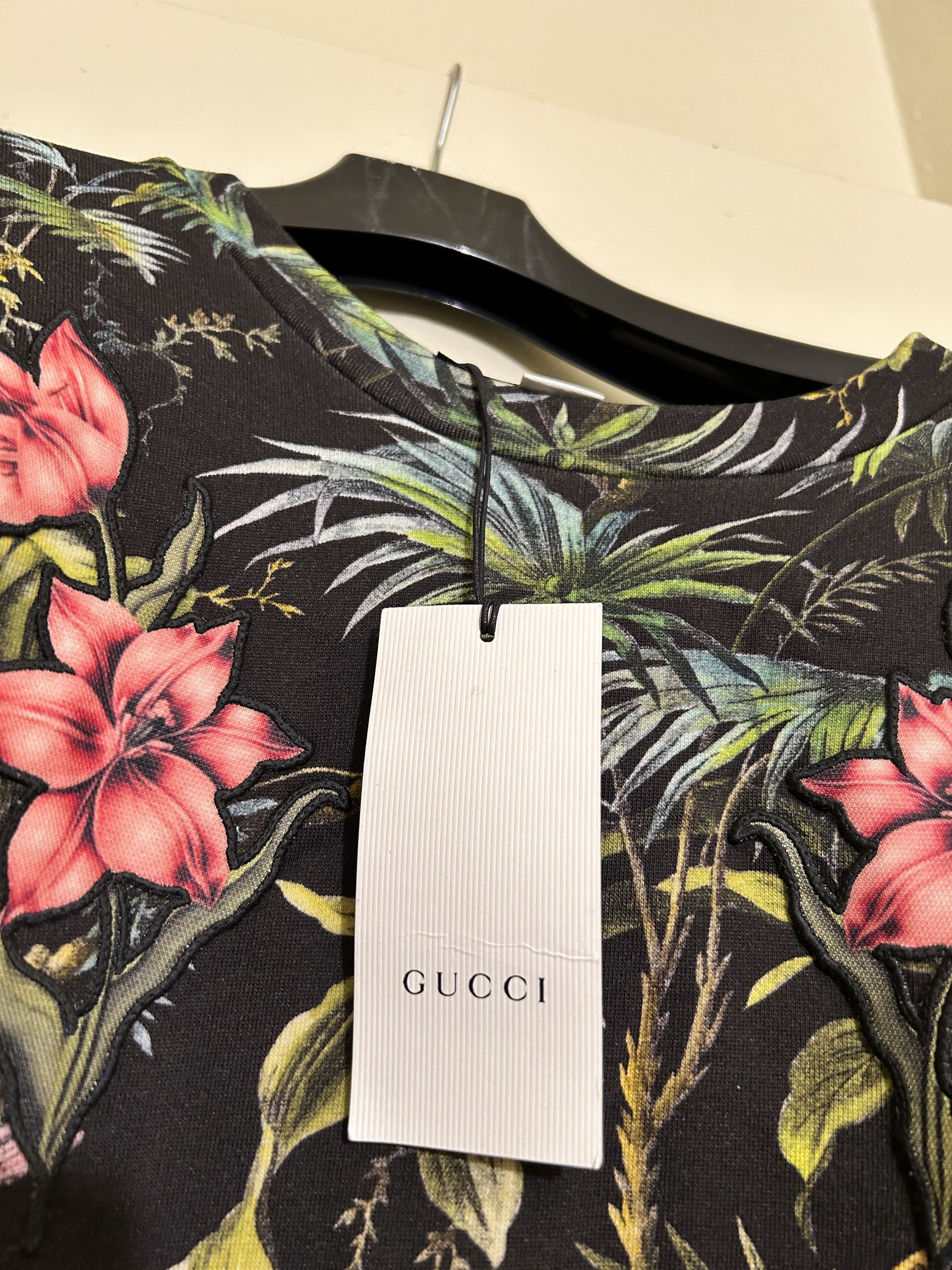 Tropical Jungle Print Jersey Sweatshirt Birds Floral tiger