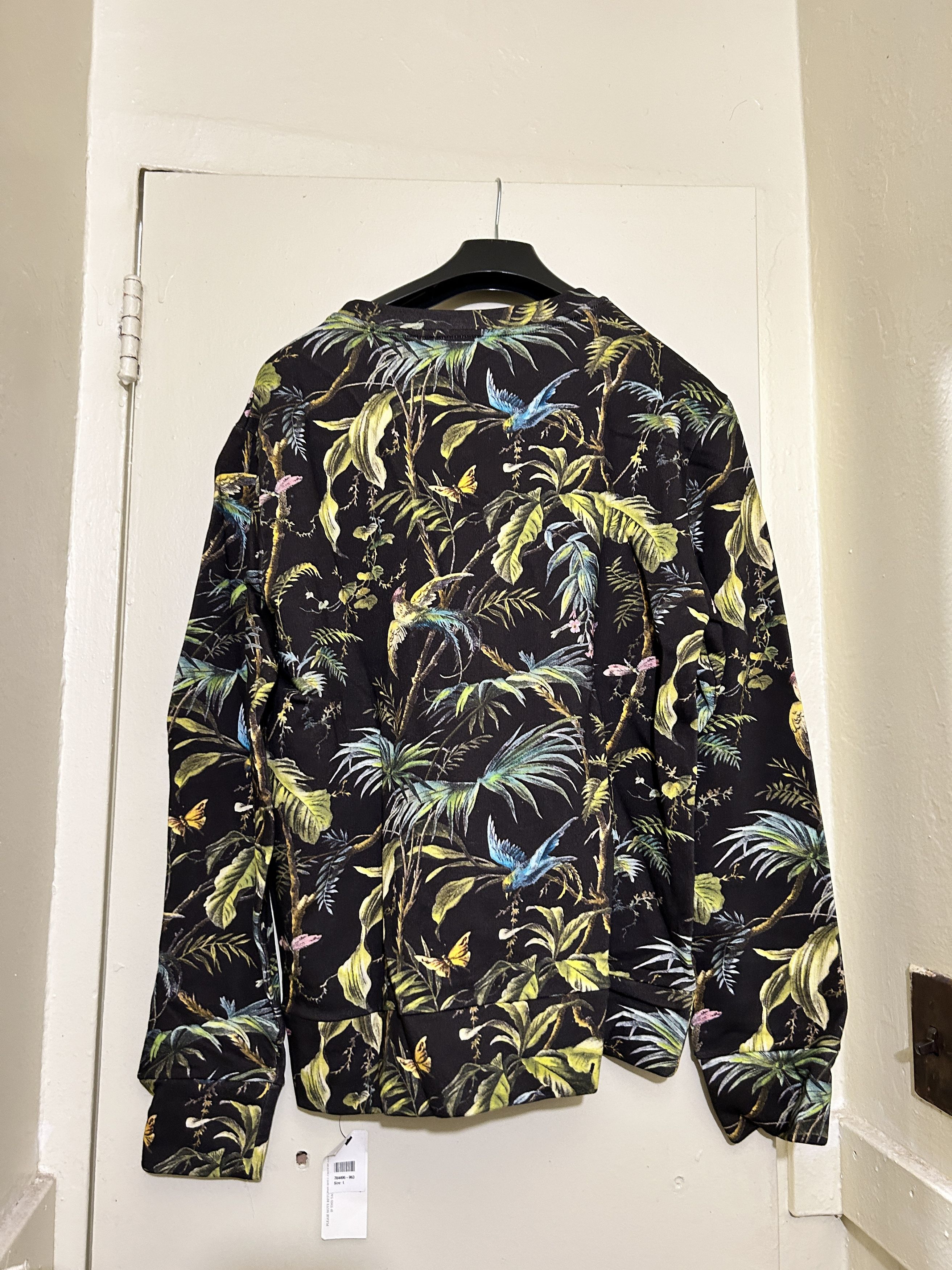 Tropical Jungle Print Jersey Sweatshirt Birds Floral tiger
