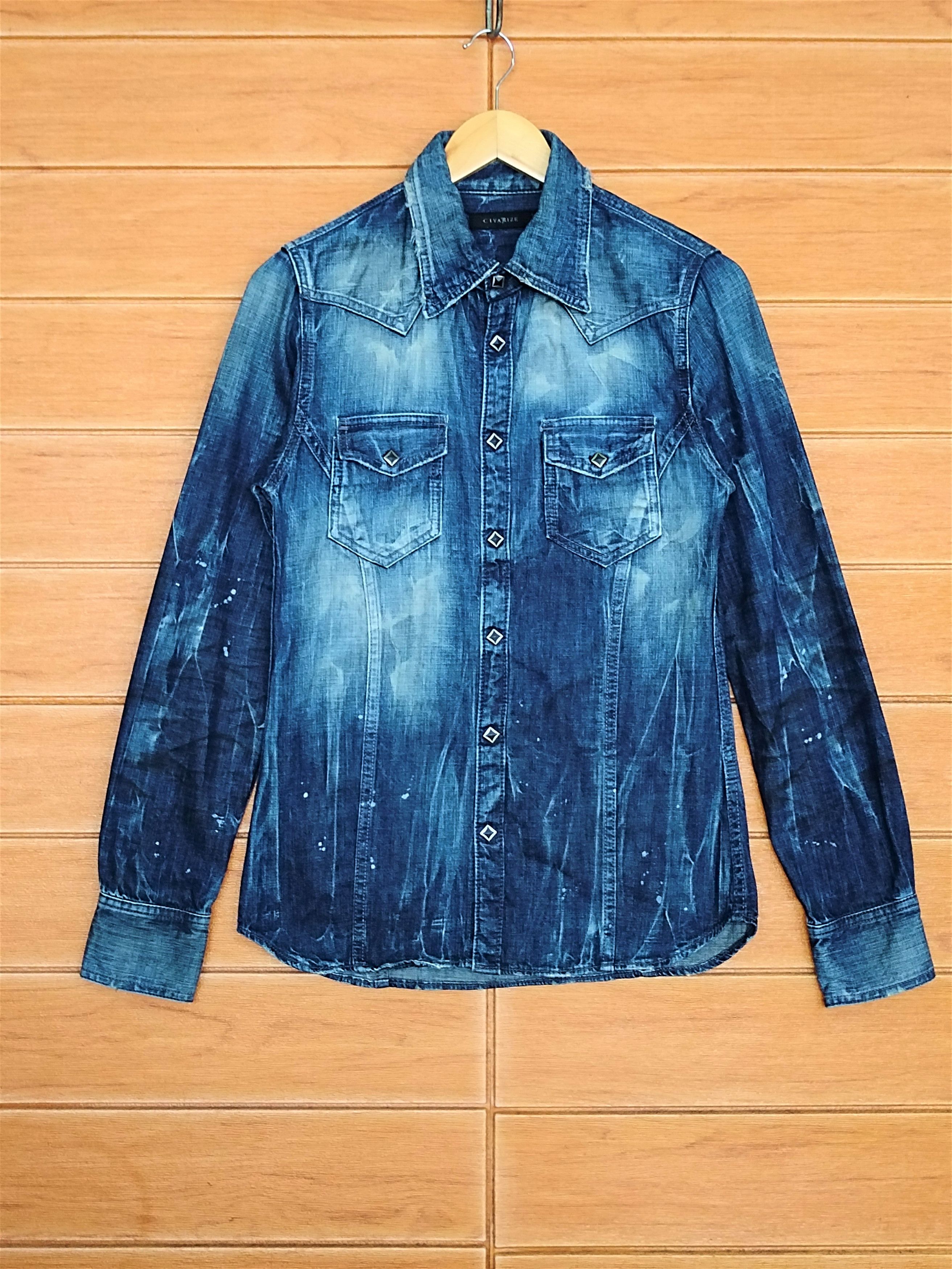 🇯🇵 Civarize Snap Button Denim Shirt Nice Design Patina