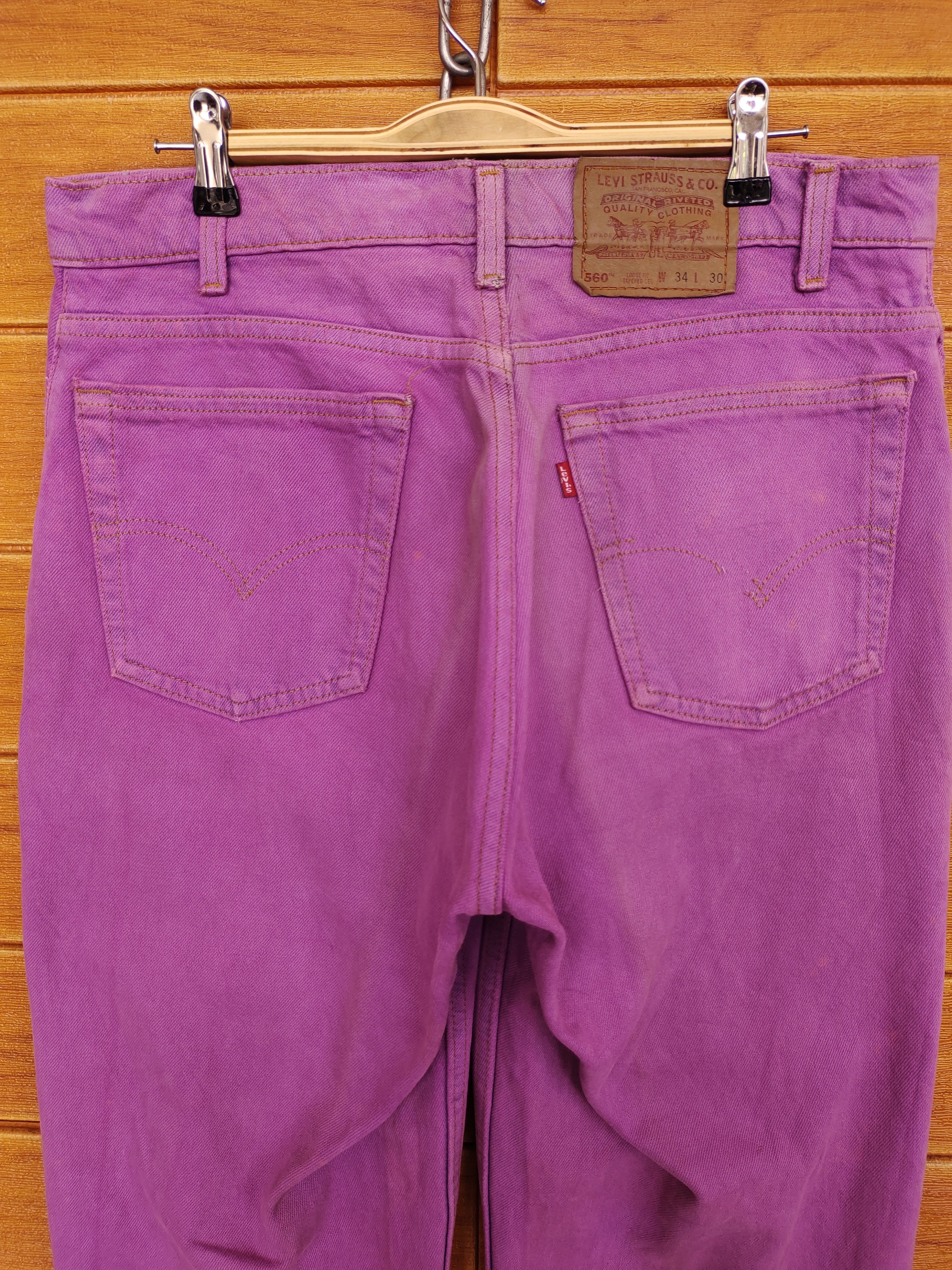 Levi's Vintage Clothing 1995 LEVIS 560 Loose Fit Tapered Leg Tie Dye Denim Jeans Size US 33 - 12 Thumbnail