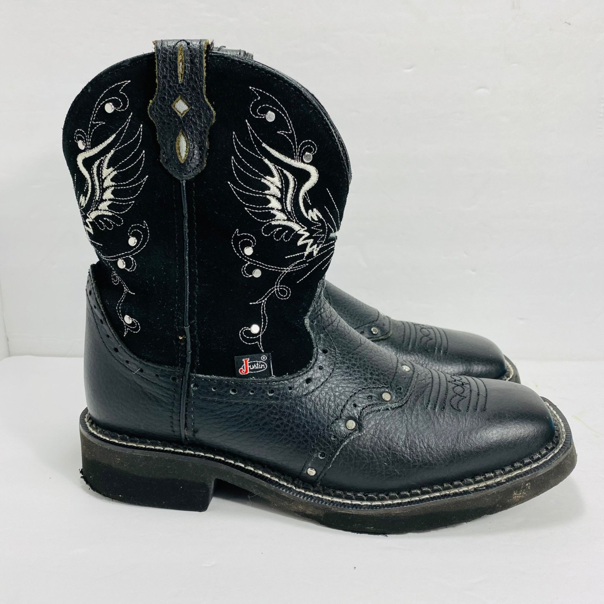 Justin Boots Justin Women's GYPSY Mandra black Suede western BOOTS Sz