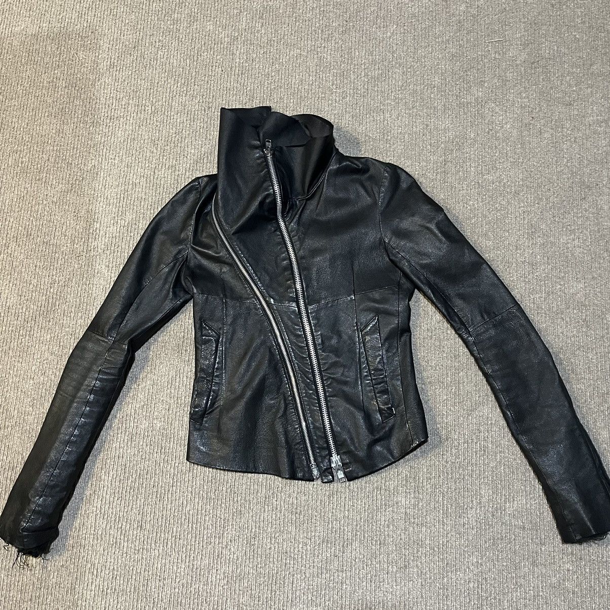 Ekam × Japanese Brand Ekam Leather Asymmetrical Zip Moto Jacket