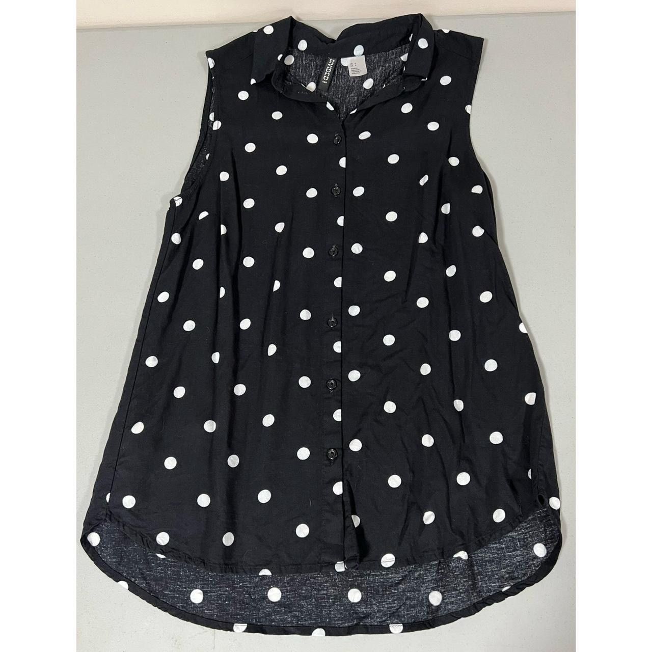 H&M Black White Polka Dot Button-Down Blouse Top Shirt Size 4 🖤🤍 Size S / US 4 / IT 40 - 1 Thumbnail
