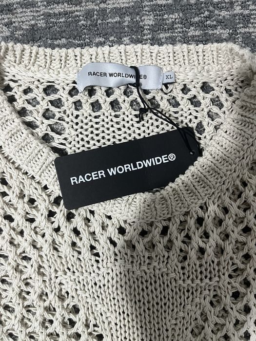 Custom RacerWorldwide beige cross net sweater | Grailed