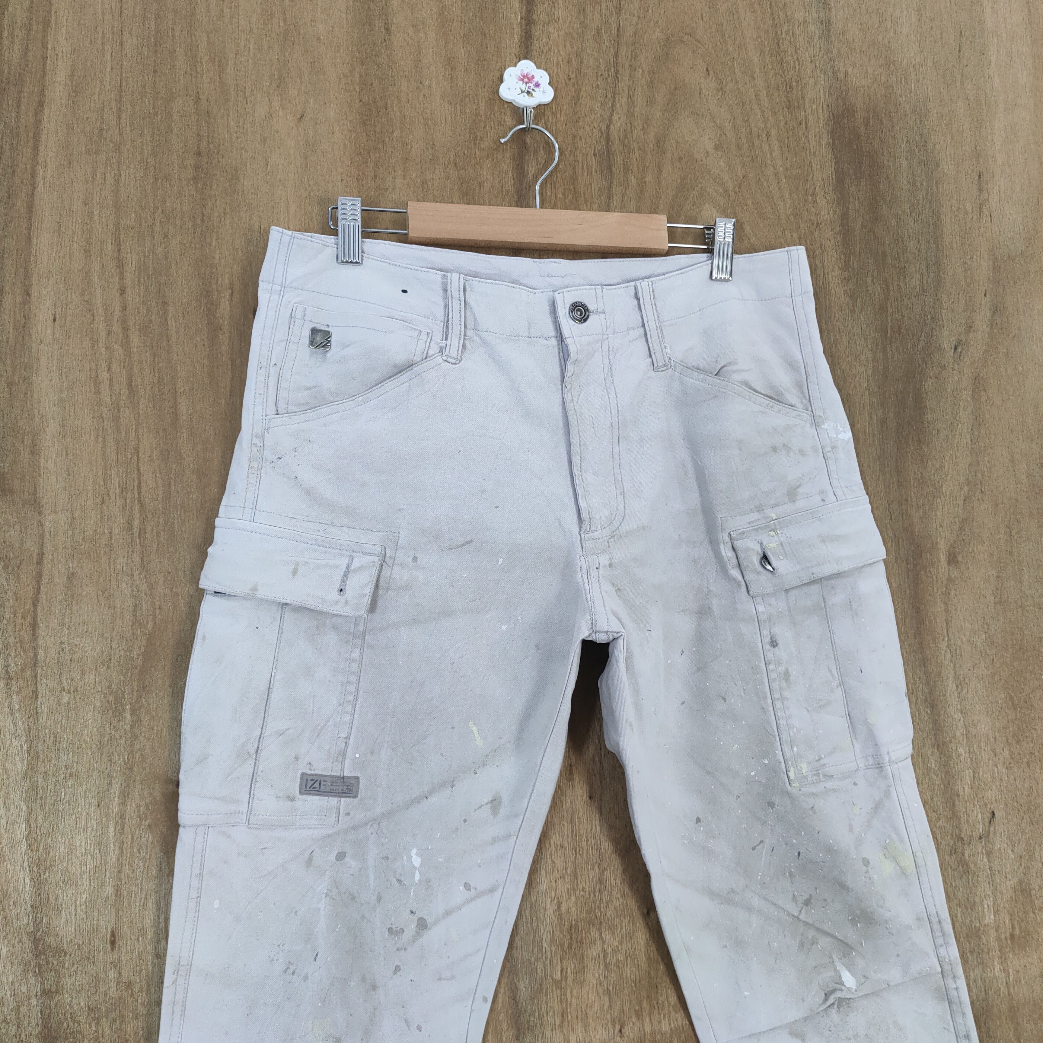 Japanese Brand IZ FRONTIER FADED DIRTY WORKWEAR SKINNY CARGO PANTS Size US 33 - 4 Thumbnail