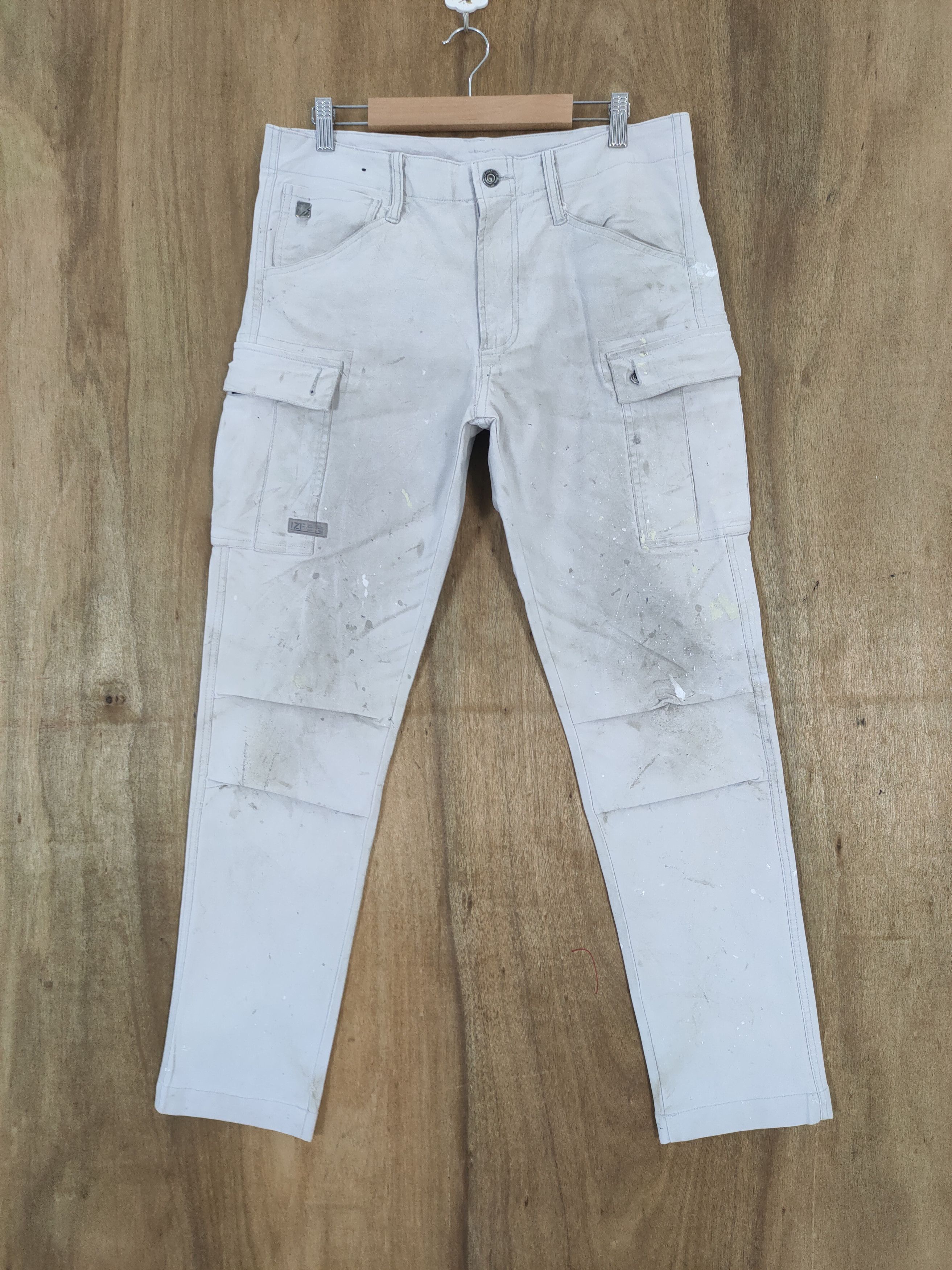 Japanese Brand IZ FRONTIER FADED DIRTY WORKWEAR SKINNY CARGO PANTS Size US 33 - 2 Thumbnail