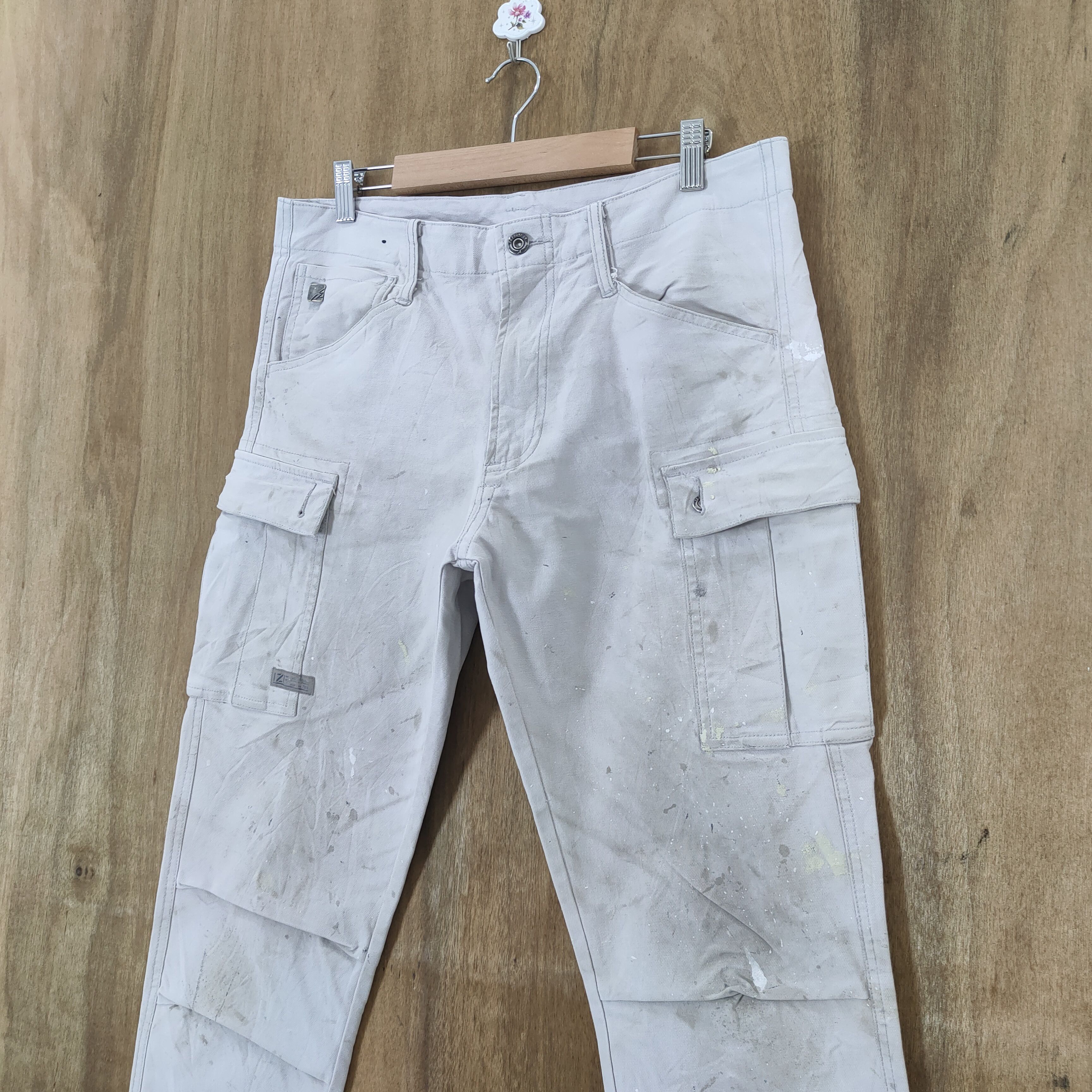 Japanese Brand IZ FRONTIER FADED DIRTY WORKWEAR SKINNY CARGO PANTS Size US 33 - 10 Thumbnail
