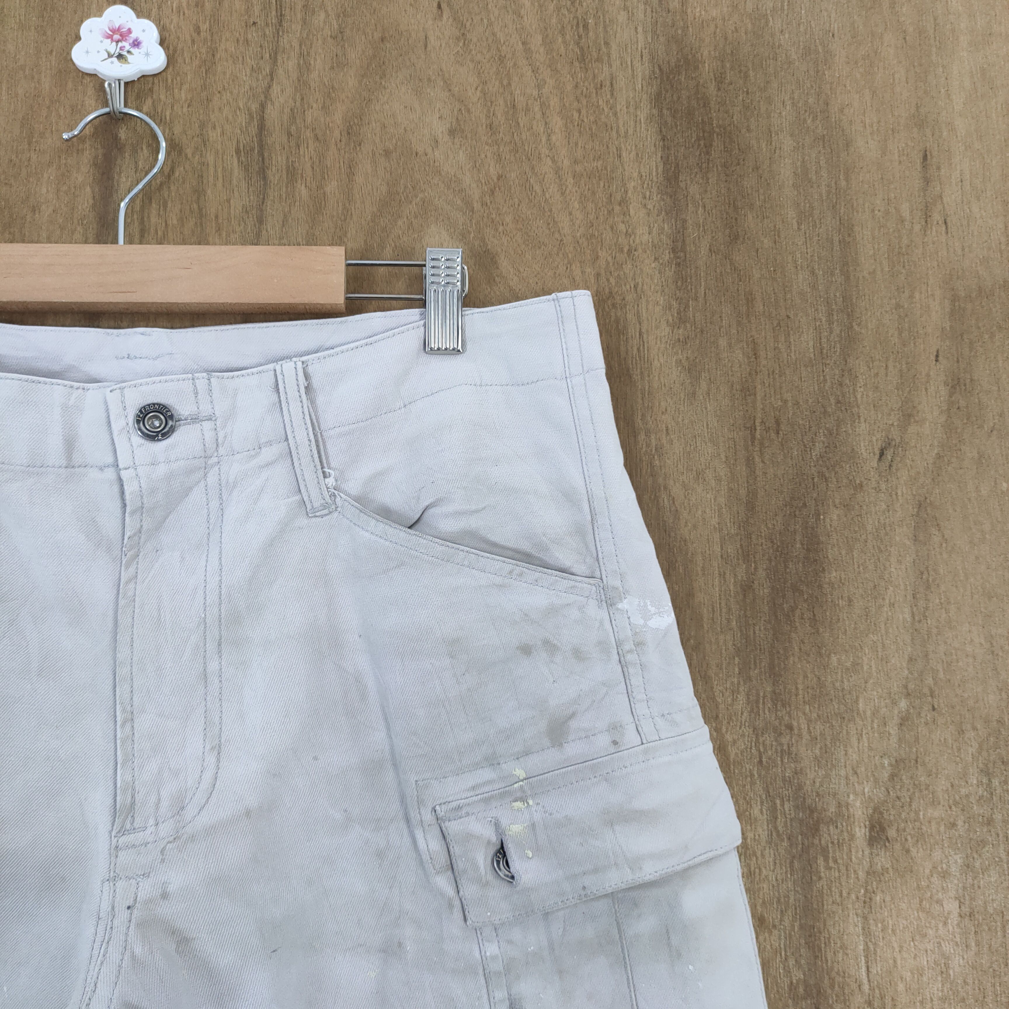 Japanese Brand IZ FRONTIER FADED DIRTY WORKWEAR SKINNY CARGO PANTS Size US 33 - 7 Thumbnail