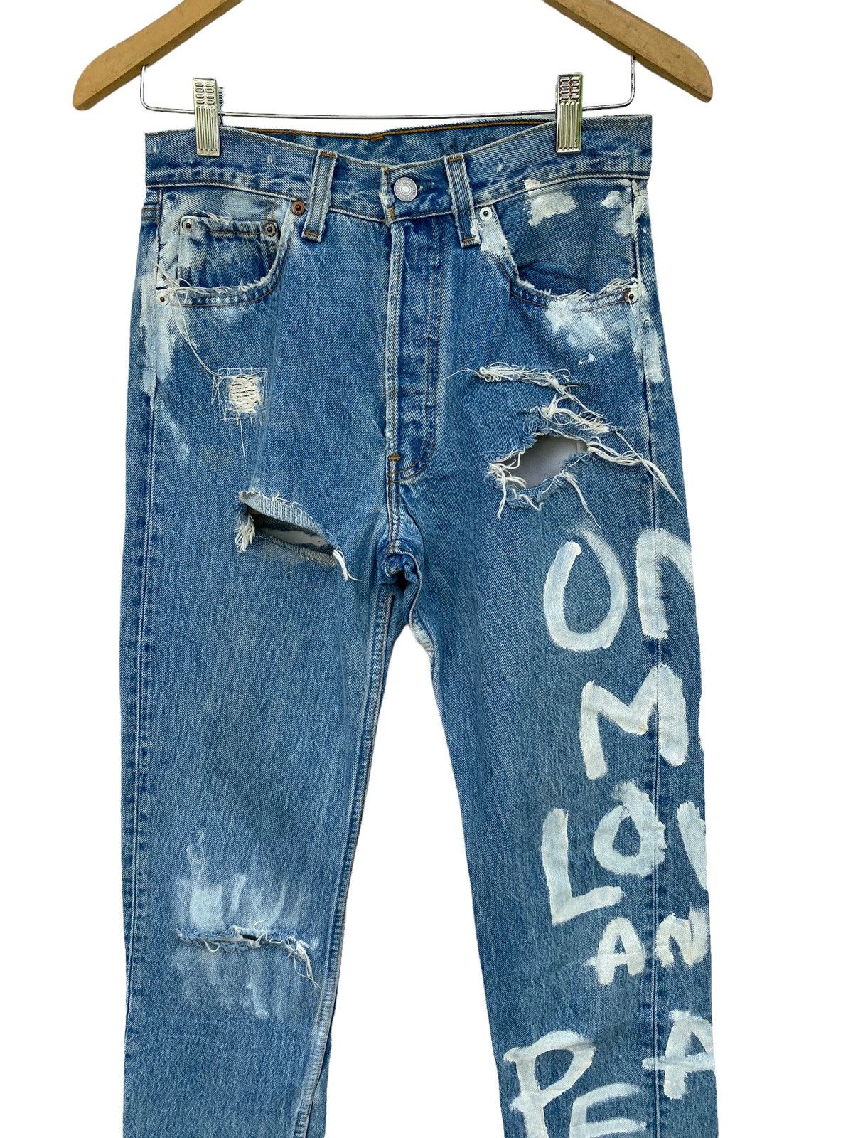 Levi's Vintage Levis 501 distessed painted custom jeans Size US 28 / EU 44 - 5 Thumbnail