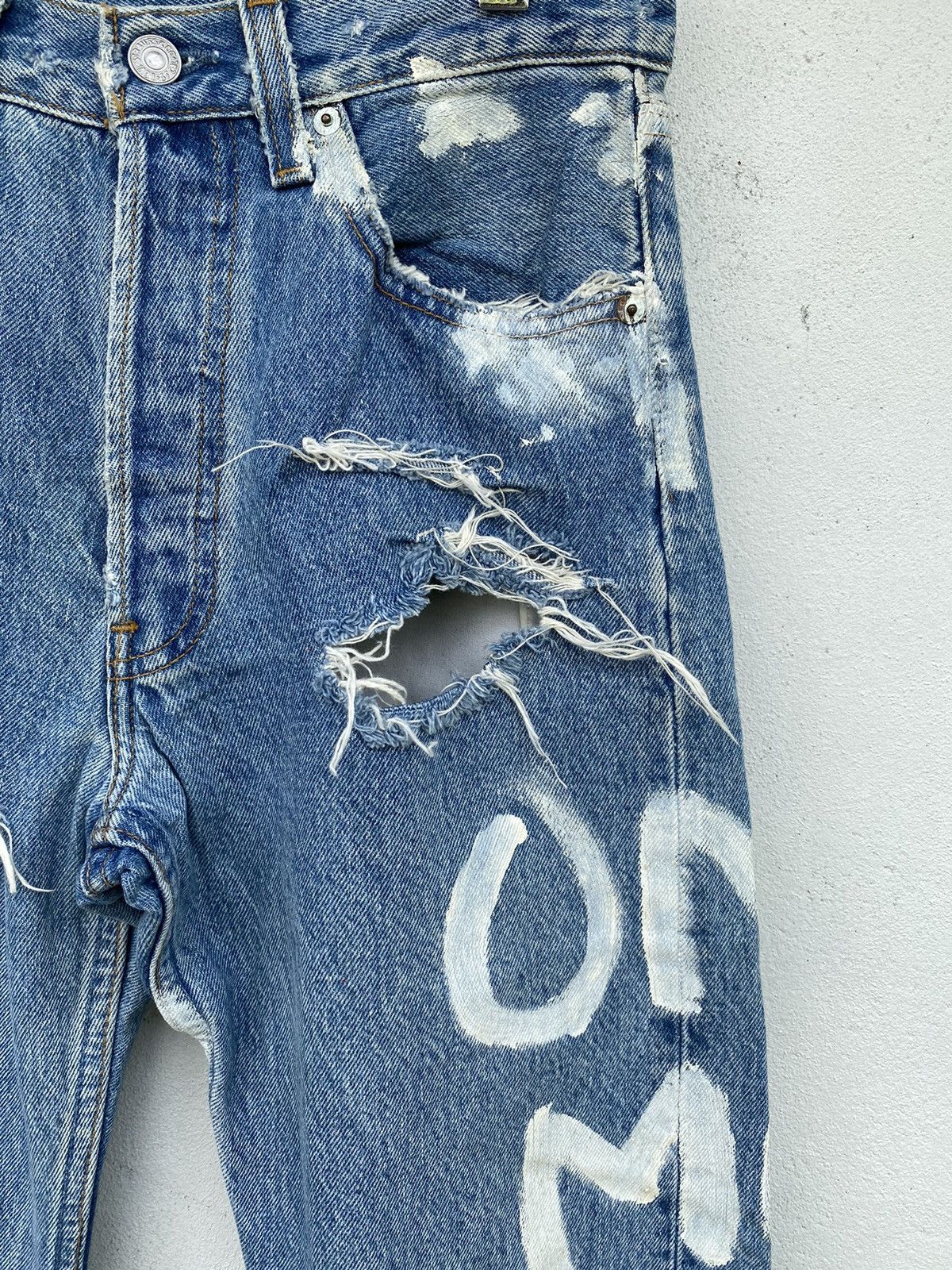 Levi's Vintage Levis 501 distessed painted custom jeans Size US 28 / EU 44 - 15 Thumbnail