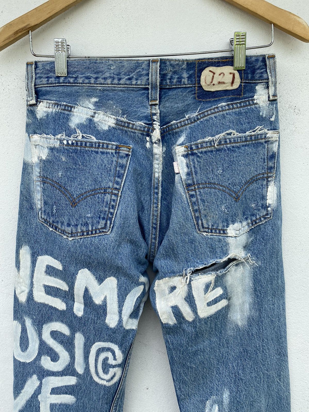Levi's Vintage Levis 501 distessed painted custom jeans Size US 28 / EU 44 - 19 Thumbnail