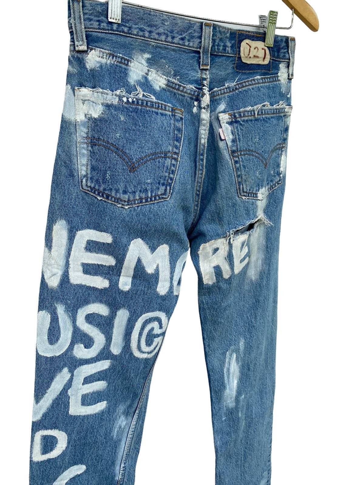 Levi's Vintage Levis 501 distessed painted custom jeans Size US 28 / EU 44 - 11 Thumbnail