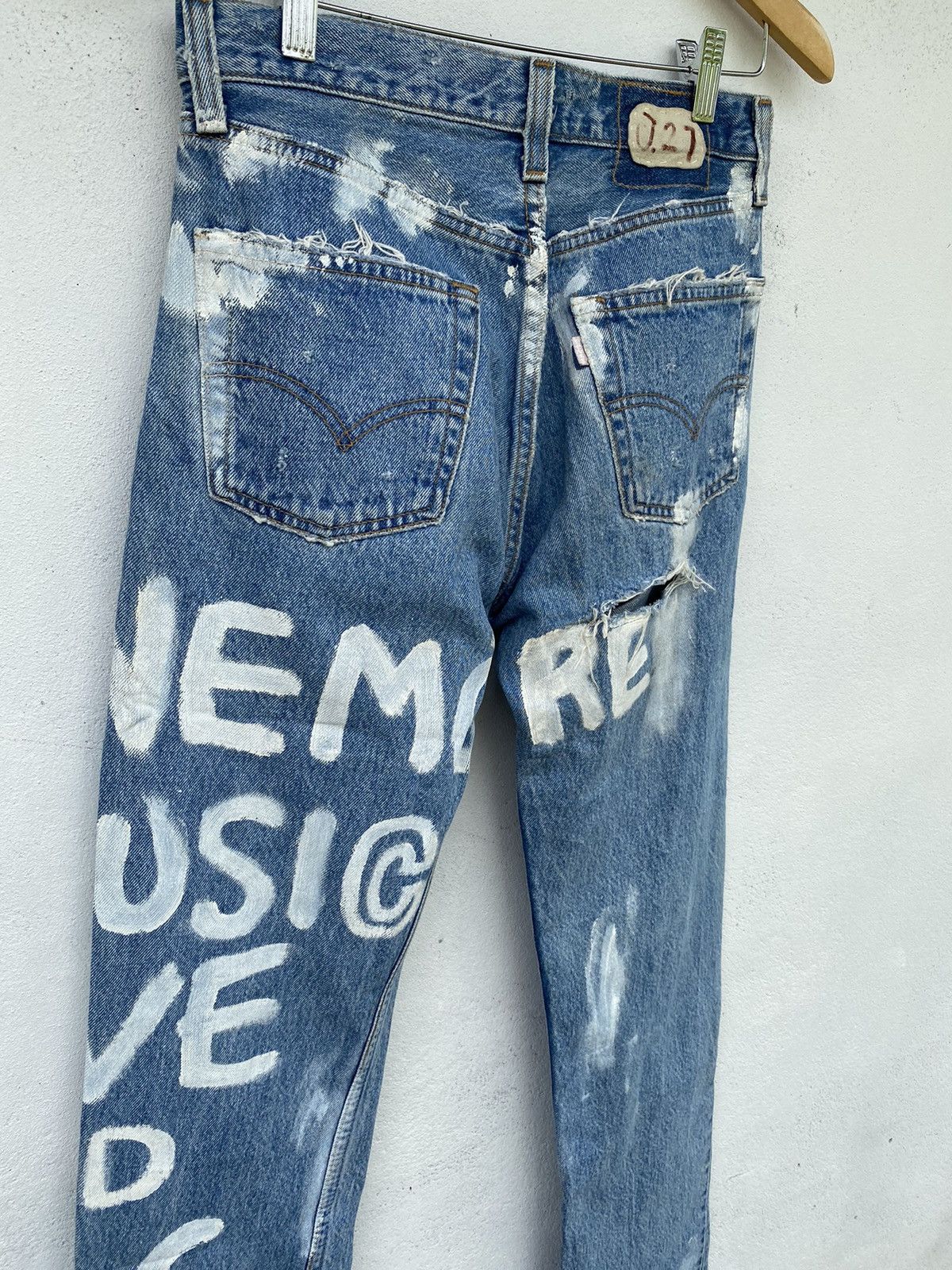 Levi's Vintage Levis 501 distessed painted custom jeans Size US 28 / EU 44 - 23 Thumbnail