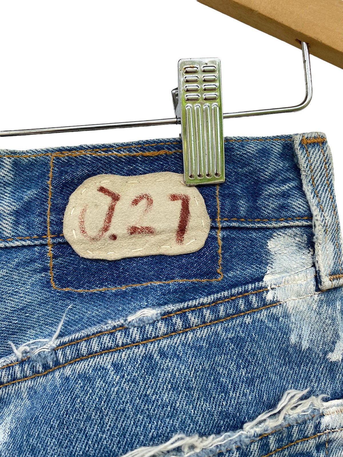 Levi's Vintage Levis 501 distessed painted custom jeans Size US 28 / EU 44 - 10 Thumbnail