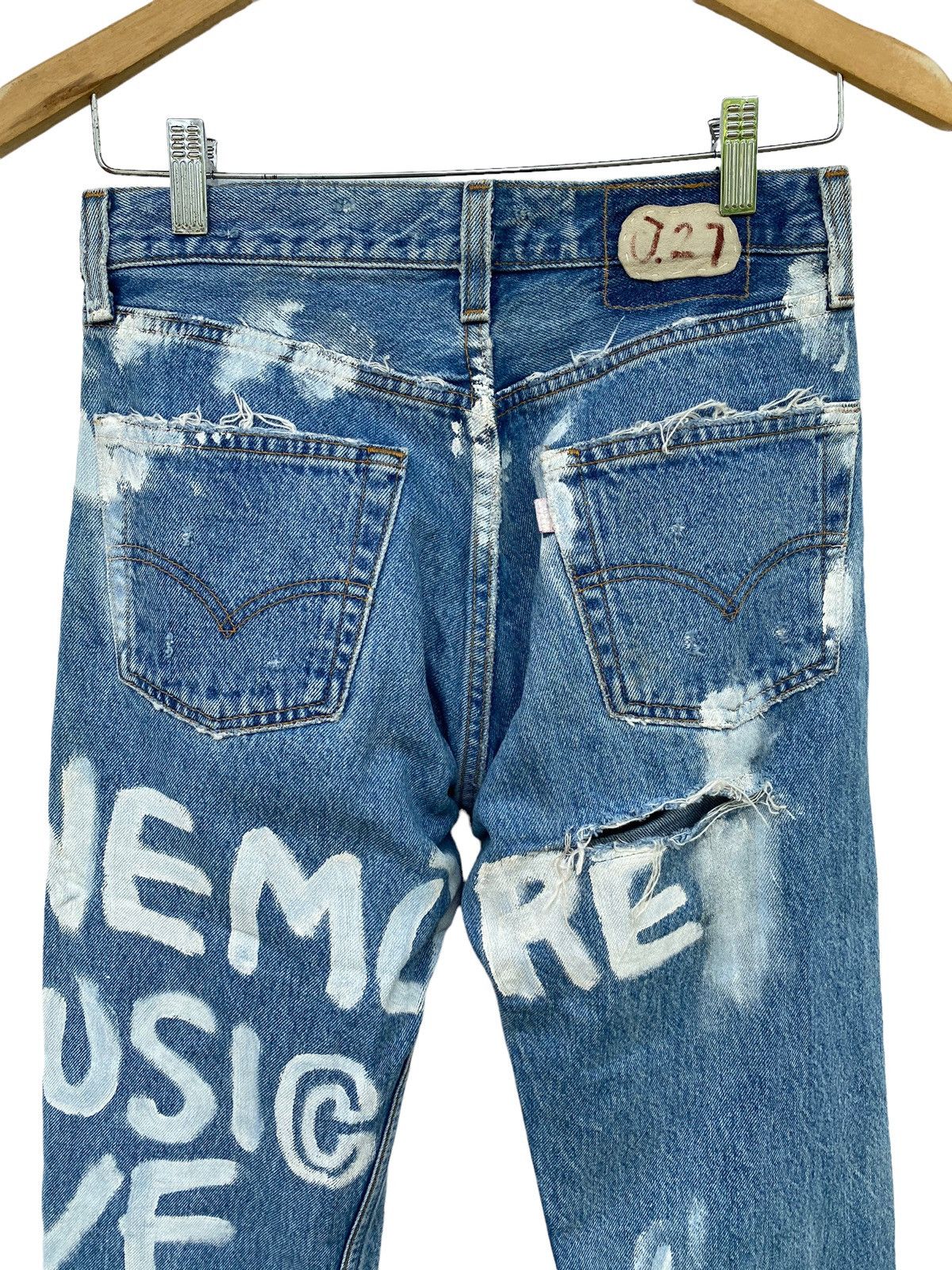 Levi's Vintage Levis 501 distessed painted custom jeans Size US 28 / EU 44 - 9 Thumbnail
