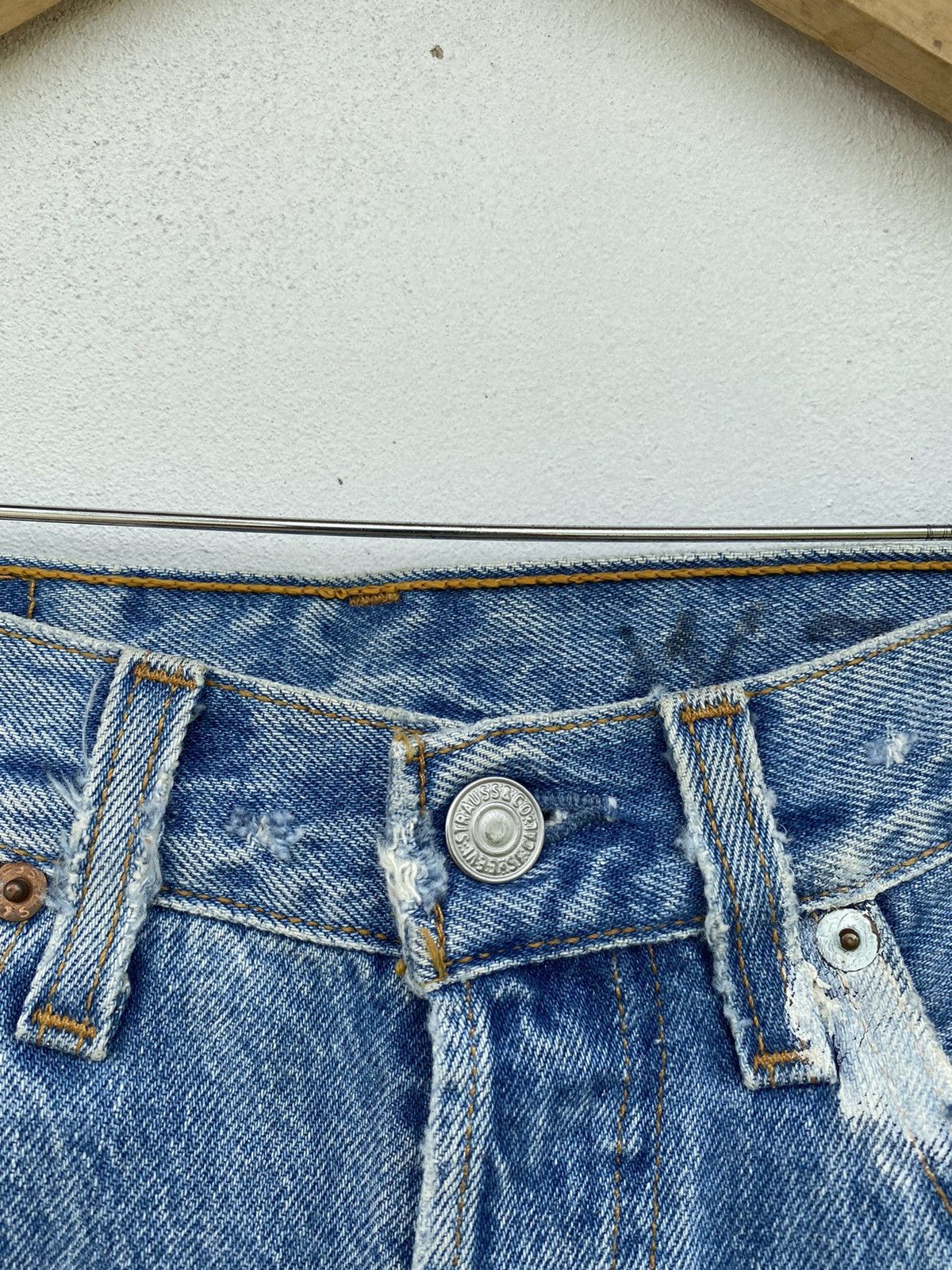 Levi's Vintage Levis 501 distessed painted custom jeans Size US 28 / EU 44 - 13 Thumbnail