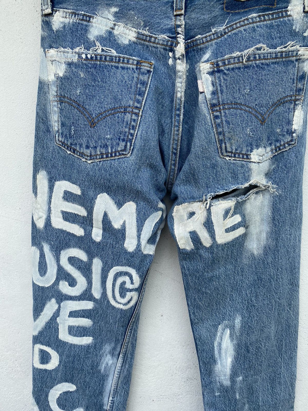 Levi's Vintage Levis 501 distessed painted custom jeans Size US 28 / EU 44 - 25 Thumbnail